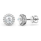 Amy and Annette 14K Gold or Sterling Silver Round Halo Earrings with Crystals