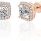 14K Gold over Sterling Silver Simulated Diamond Halo Stud Earrings