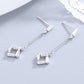 Simulated Diamond Drop Baguette Sterling Silver Earrings