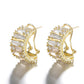 14K Gold Plated Round and Emerald Huggie Earrings With Genuine Crystals