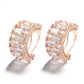 14K Gold Plated Round and Emerald Huggie Earrings With Genuine Crystals