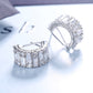 14K Gold Plated Round and Emerald Huggie Earrings With Genuine Crystals