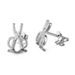 Sterling Silver Scissor Stud Earrings Simulated Diamonds