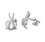 Sterling Silver Scissor Stud Earrings Simulated Diamonds
