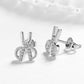 Sterling Silver Scissor Stud Earrings Simulated Diamonds