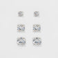 14K Gold over Sterling Silver Stud Earrings with Simulated Diamonds set of 3 (6 total pieces)
