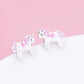 Sterling Silver Pink and White Unicorn Stud Earrings