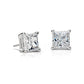 Amy and Annette Sterling Silver Square Stud Earrings with Simulated Diamonds