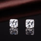 Amy and Annette Sterling Silver Square Stud Earrings with Simulated Diamonds