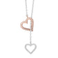 Cubic Zirconia & 14K Rose Gold Double Heart Lariat Necklace
