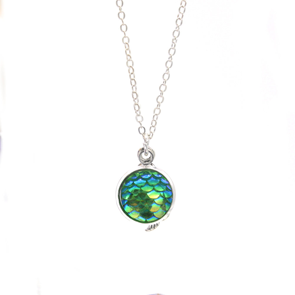 Genuine Crystal Mermaid Necklace in 18K White Gold