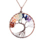 Handmade Genuine Gemstone Chakra Tree of Life Pendant Necklace