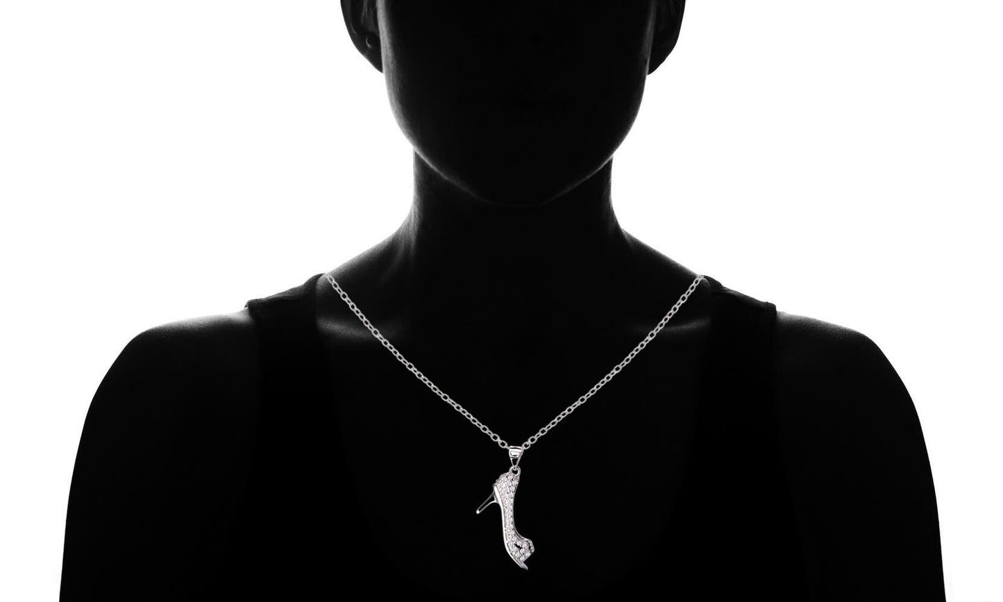 18K Gold and Sterling Silver Stiletto Crystal Pendant Necklace