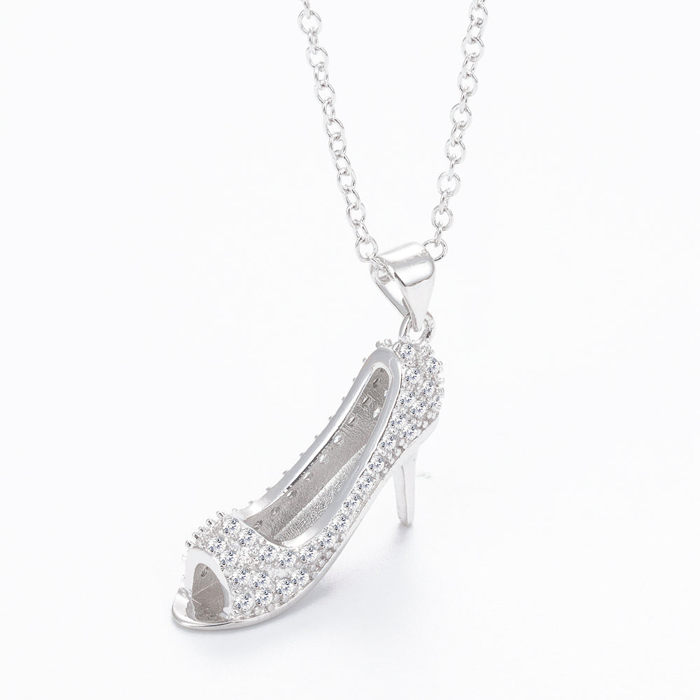 18K Gold and Sterling Silver Stiletto Crystal Pendant Necklace