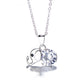 Sterling Silver Citrine and White topaz Elephant Pendant Necklace