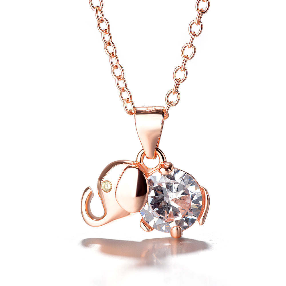 Sterling Silver Citrine and White topaz Elephant Pendant Necklace