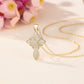 14K Gold And 14K White Gold Studded Cross Pendant Necklace