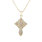 14K Gold And 14K White Gold Studded Cross Pendant Necklace