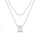 14K Gold Layered Pendant Necklace with Simulated Diamonds