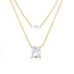 14K Gold Layered Pendant Necklace with Simulated Diamonds