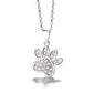 18k Rose Gold And Sterling Silver Genuine Crystal Paw Pendant Necklace
