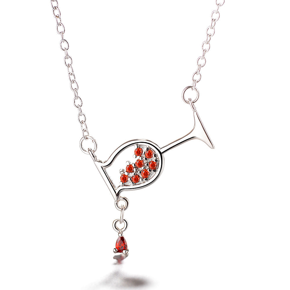 18K White Gold Spilled Wine Necklace Made with Simulated Diamonds