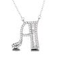 Sterling Silver Initial Pendant Necklace with Simulated Diamond