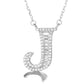 Sterling Silver Initial Pendant Necklace with Simulated Diamond