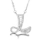 Sterling Silver Initial Pendant Necklace with Simulated Diamond