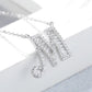 Sterling Silver Initial Pendant Necklace with Simulated Diamond