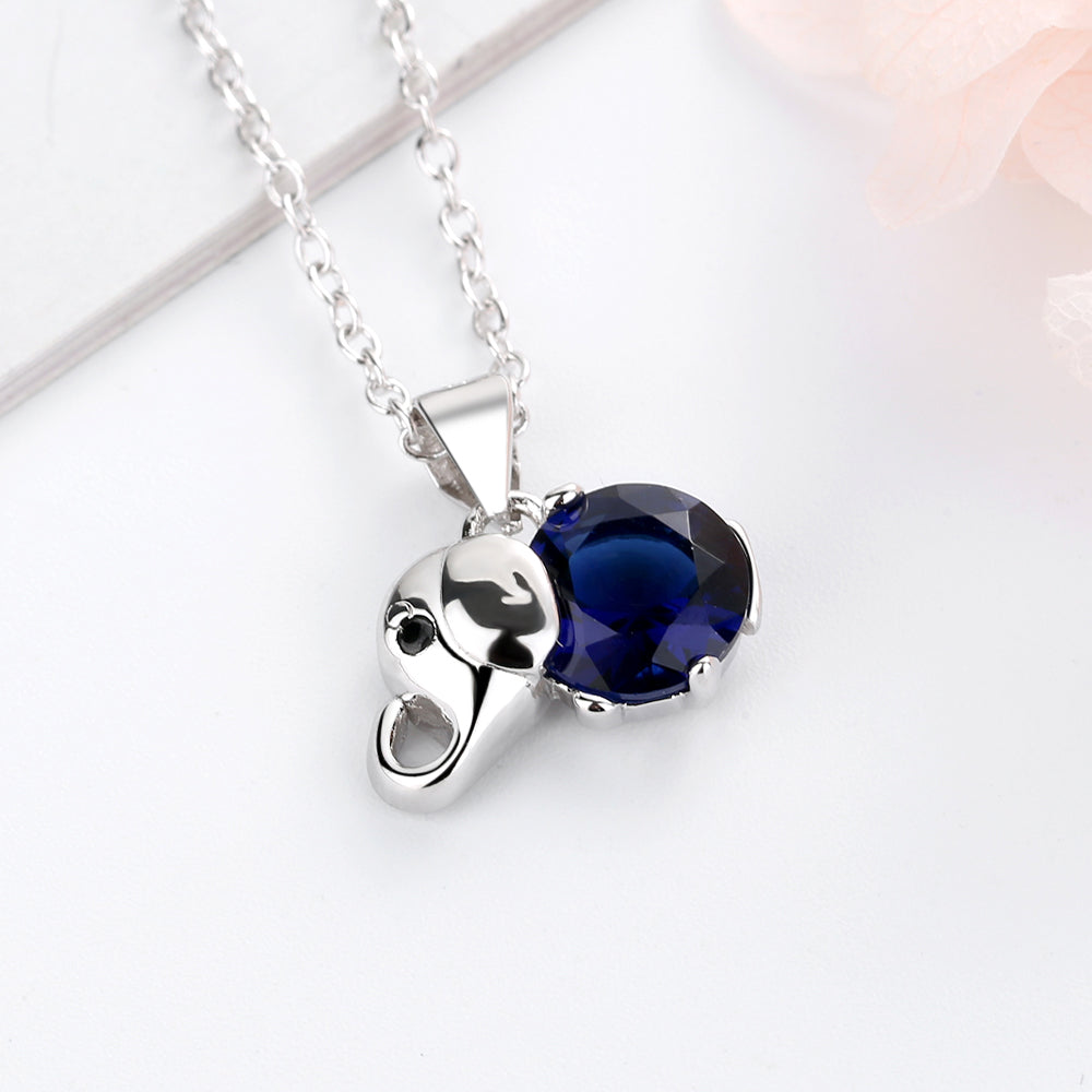 Sterling Silver Gemstone Elephant Pendant Necklace