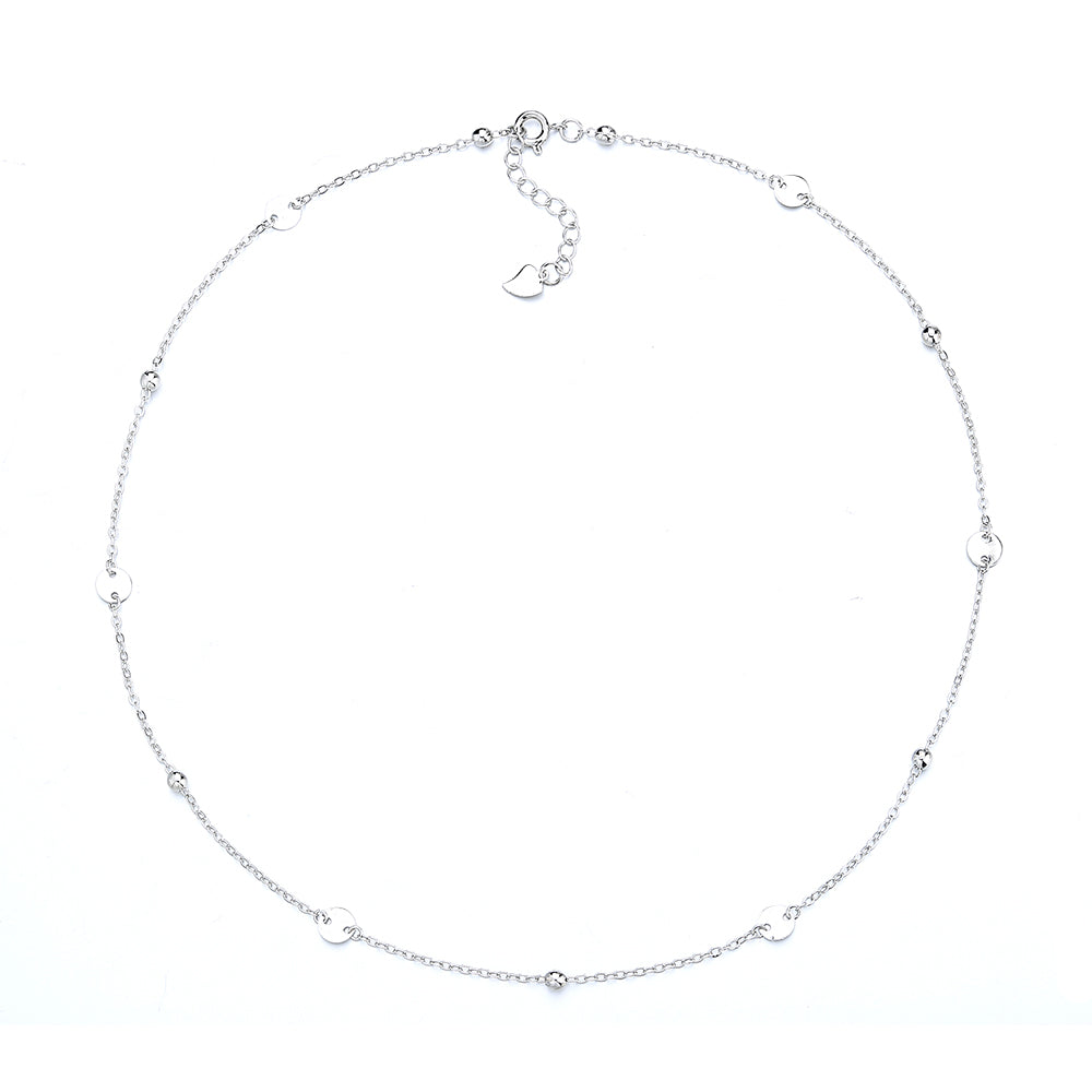 18K White Gold Disc Necklace