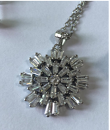 Sterling Silver Starburst Simulated Diamond Necklace