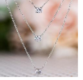 Sterling Silver and Tri-Tone Three Layer Necklace with Crystals