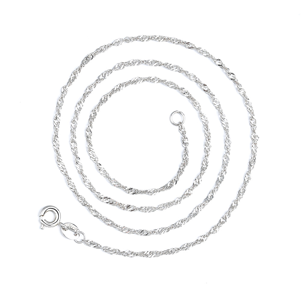 14K White Gold Wave Chain Necklace