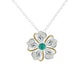 14K Gold and Sterling Silver Jade Peony Flower Pendant Necklace