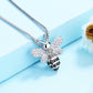 18K White Gold Bee Pendant Necklace with Simulated Diamonds