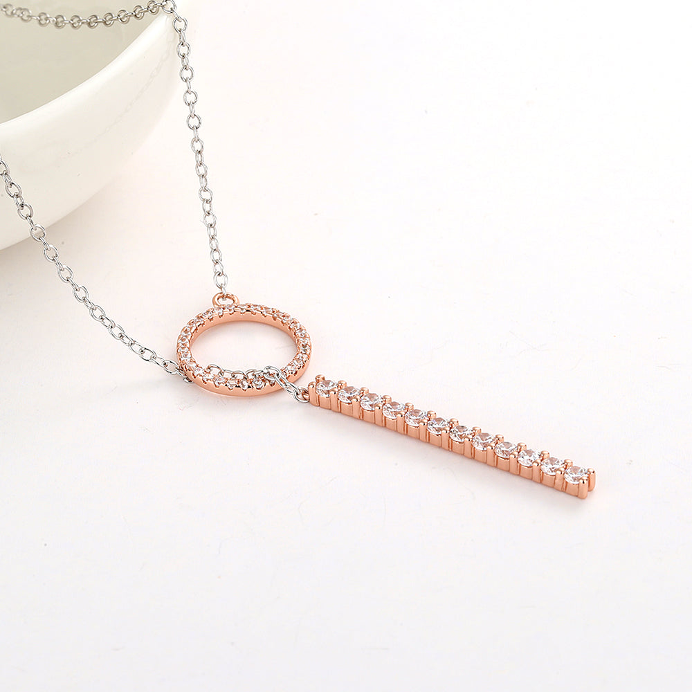 Crystal Two Tone Lariat Necklace