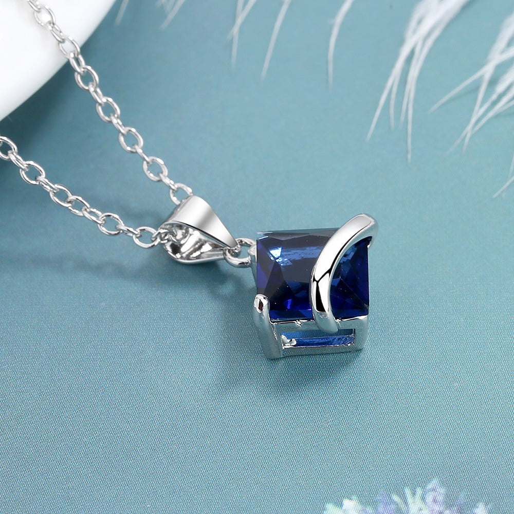 Amy and Annette Sterling Silver Sapphire or Ruby Pendant Necklace