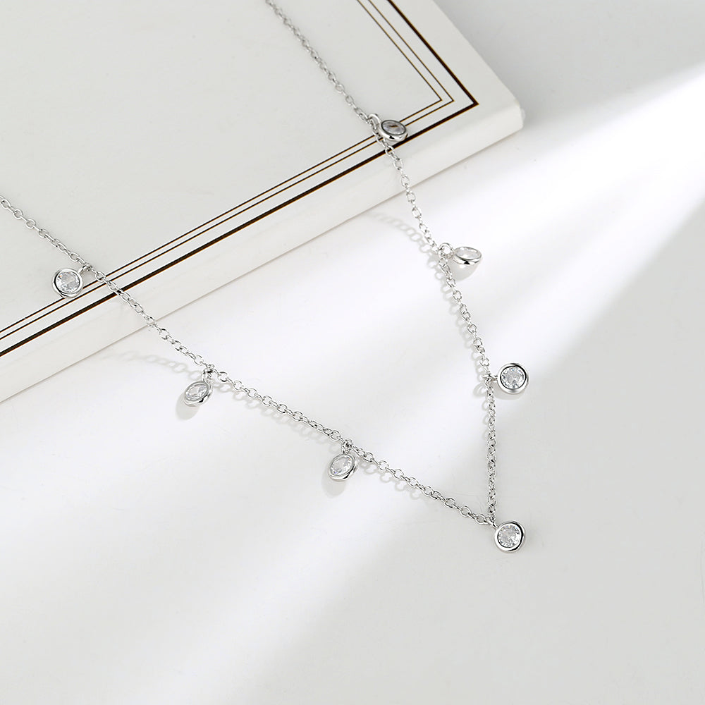 Sterling Silver Bib Necklaces with Genuine Crystals