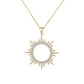 14K Gold and Sterling Silver Sunburst Pendant Necklace with crystals