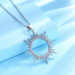 14K Gold and Sterling Silver Sunburst Pendant Necklace with crystals