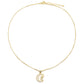 14K Gold Angel and Moon Pendant Necklace with Genuine Crystals