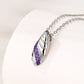 18K White Gold Bali Filigree Artisan Oval Drop Pendant Necklace with Amethyst