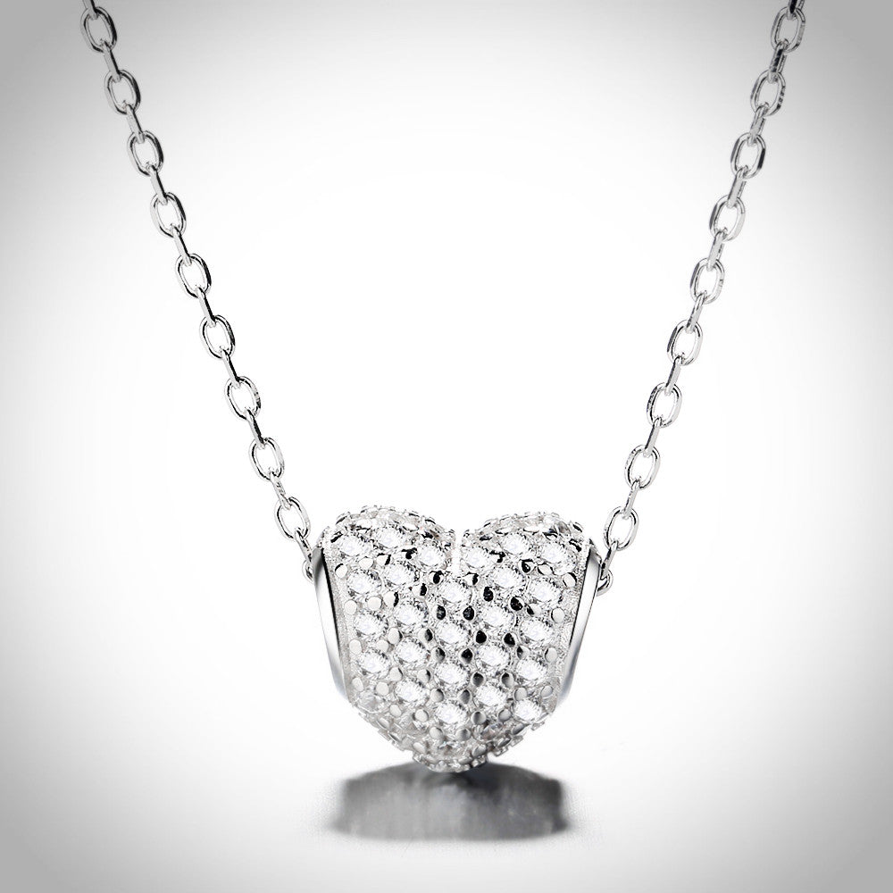 Swarovski क्रिस्टल के साथ स्टर्लिंग सिल्वर बबल हार्ट नेकलेस
