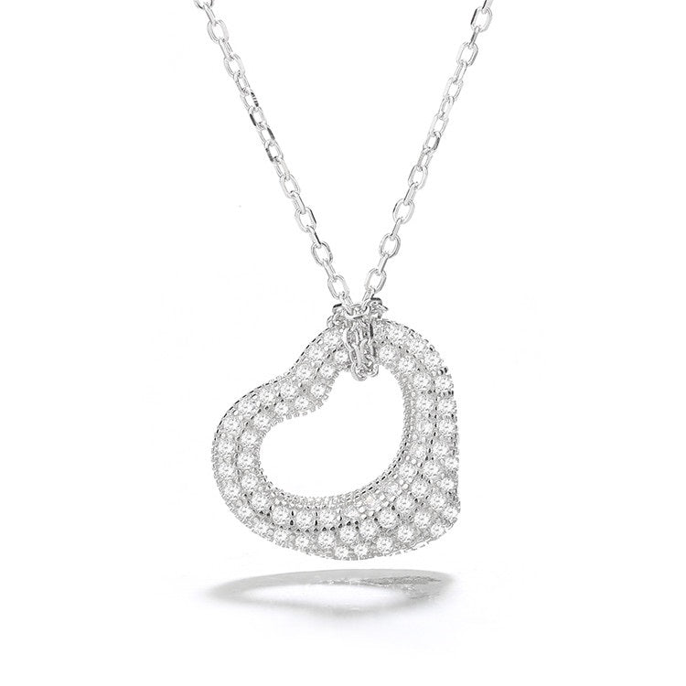 Sterling Silver Pave Heart Pendant with crystals