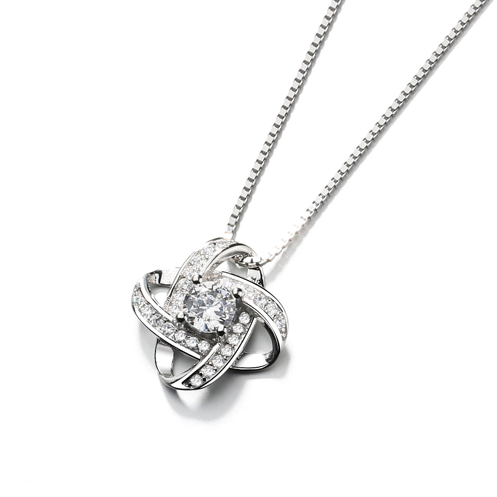 Sterling Silver Infinity Pendant Necklace with Simulated Diamonds