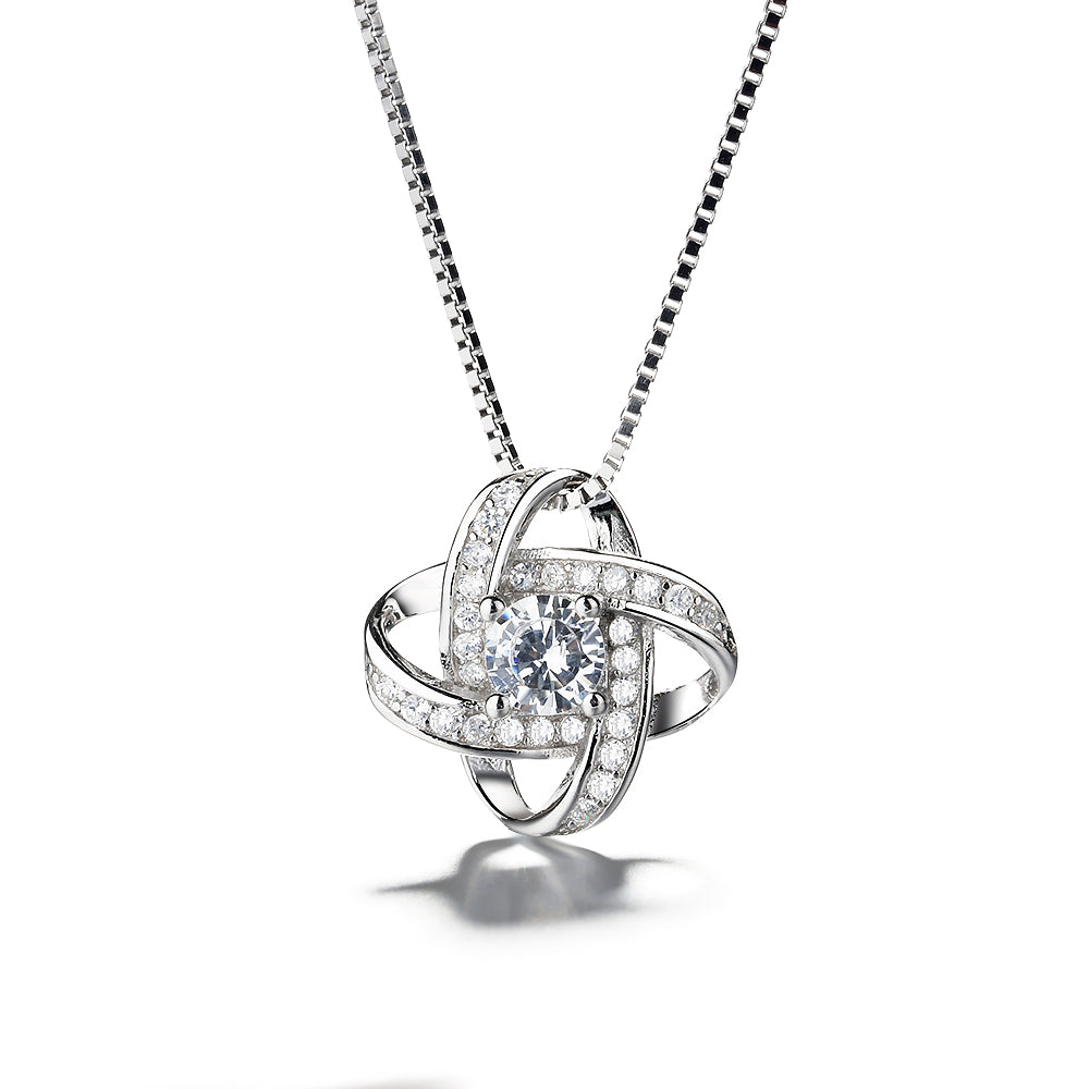 Sterling Silver Infinity Pendant Necklace with Simulated Diamonds