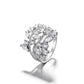 14K White Gold Plated Crystal Plated Leaf Ring with crystals