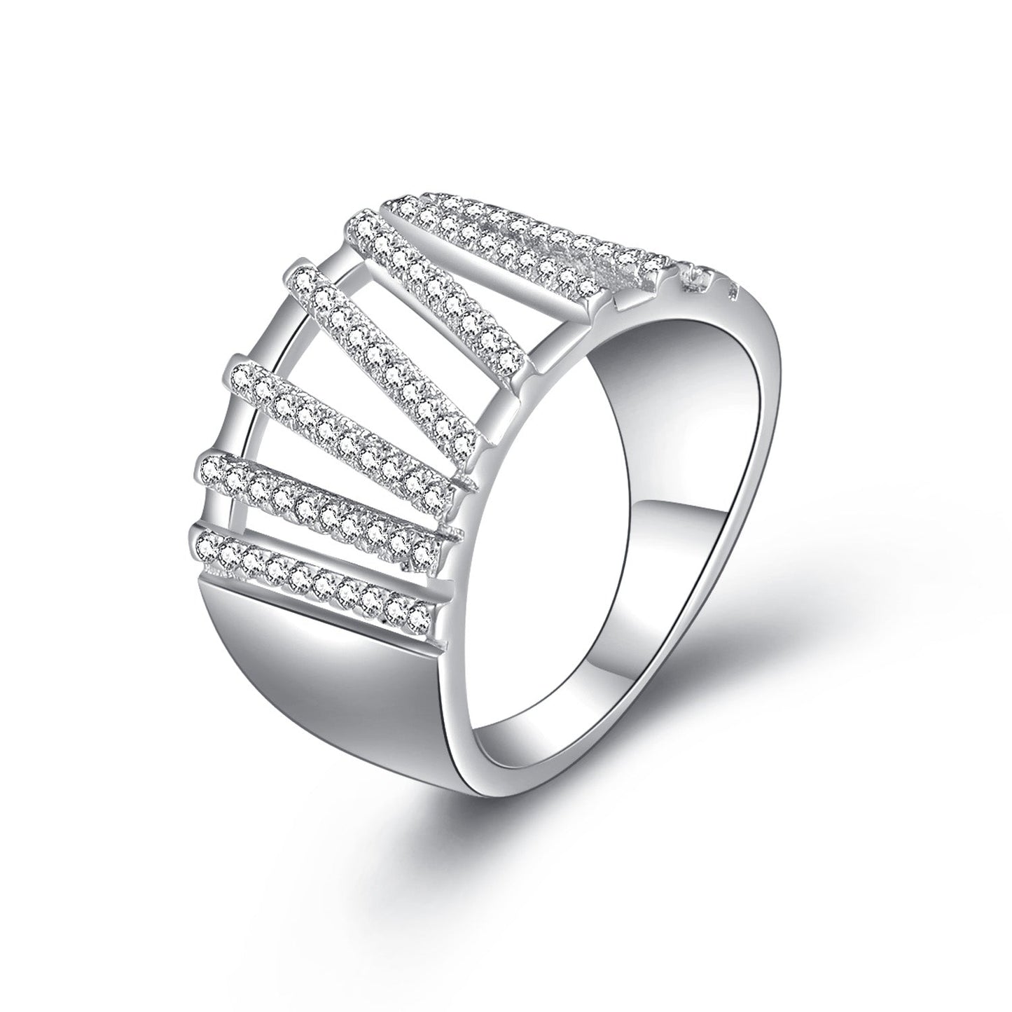 Sterling Silver Simulated Diamond Multi-Bar Ring